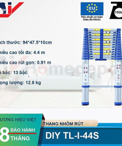 Thang nhôm rút đơn DIY TL-I-44S chiều cao sử dụng tối đa 4.4m - Tiêu chuẩn chất lượng an toàn Châu Âu