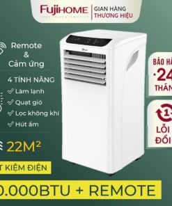 Điều hoà di động kiêm hút ẩm 10.000 BTU FUJIHOME dùng cho phòng 25m2, máy lạnh mini đứng di động có điều khiển từ xa không cần lắp đặt, giao hàng toàn quốc - Hàng Nhập Khẩu