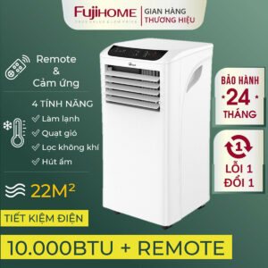 Điều hoà di động kiêm hút ẩm 10.000 BTU FUJIHOME dùng cho phòng 25m2, máy lạnh mini đứng di động có điều khiển từ xa không cần lắp đặt, giao hàng toàn quốc - Hàng Nhập Khẩu