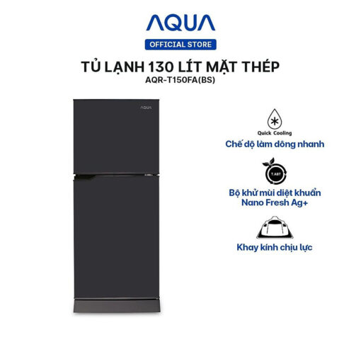 Tủ lạnh ngăn đông trên Aqua 130 Lít AQR-T150FA(BS) - Hàng chính hãng - Chỉ giao HCM, Hà Nội, Đà Nẵng, Hải Phòng, Bình Dương, Đồng Nai, Cần Thơ