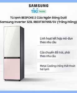 Tủ lạnh BESPOKE 2 Cửa Ngăn Đông Dưới Samsung Inverter 323L RB33T307055SV (Trắng/Hồng)