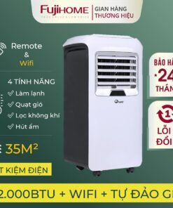 Điều hoà di động tự đảo gió 12.000BTU FUJIHOME dùng cho phòng 30m2, máy lạnh di động đứng mini có điều khiển từ xa không cần lắp đặt sử dụng app hút ẩm, giao hàng toàn quốc - Hàng Nhập Khẩu