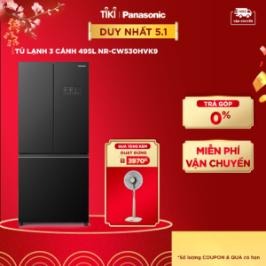 [Chỉ giao hàng miền Bắc] Tủ lạnh Panasonic Vô Hiệu Hóa Vi Khuẩn 495L NR-CW530HVK9 3 Cánh - Cấp Đông Mềm - Cấp đông Siêu Tốc - Ngăn Đá Dưới - Hàng chính hãng