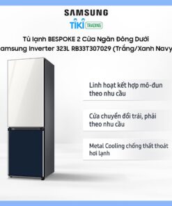 Tủ lạnh BESPOKE 2 Cửa Ngăn Đông Dưới Samsung Inverter 323L RB33T307029SV (Trắng/Xanh Navy)
