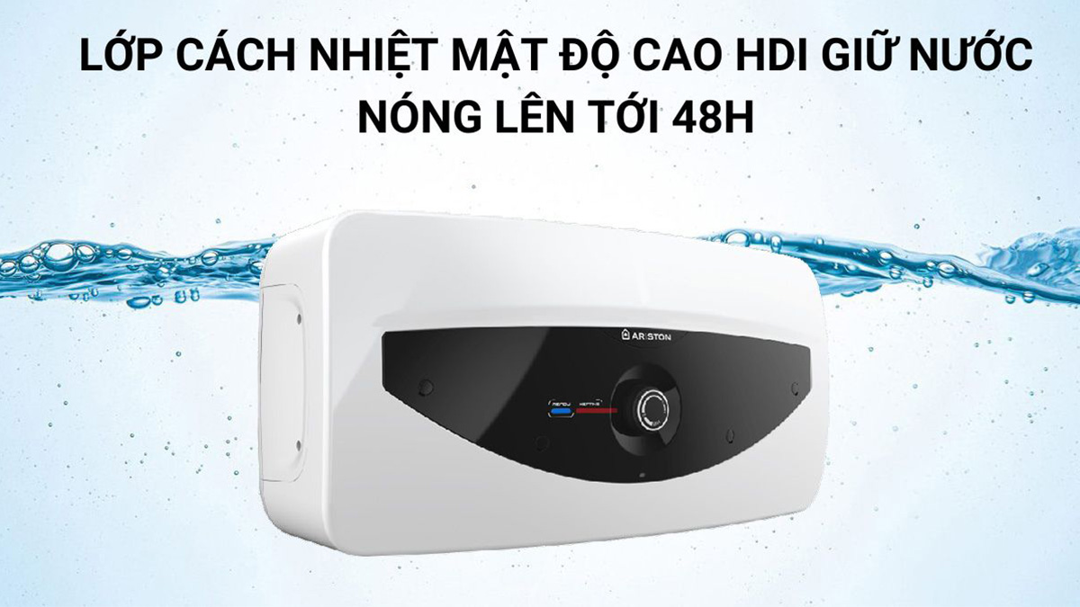 Ariston SL 15 2.5 FE có lớp cách nhiệt mật độ cao HDI giữ nước nóng lâu