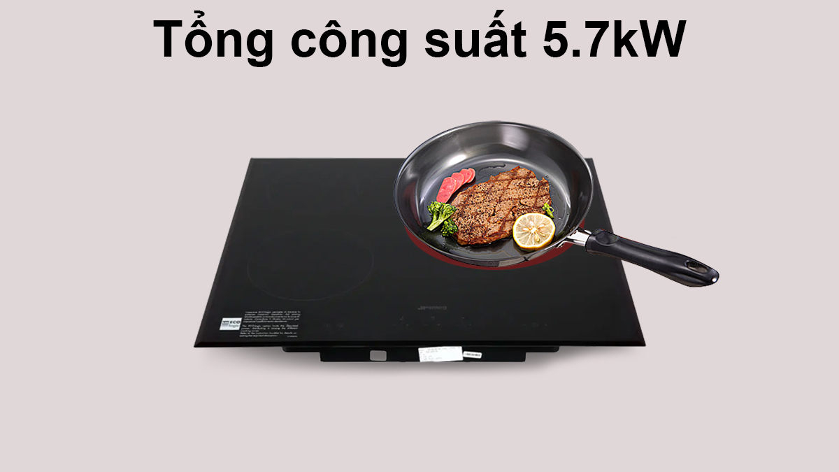 Bếp điện Smeg SE363ETB tổng công suất 5.7kW