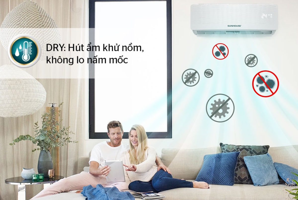 Chế độ hút ẩm giúp hạn chế vi khuẩn, nấm mốc phát triển