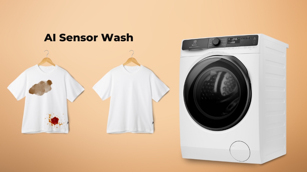 Công nghệ cảm biến AI Sensor Wash loại bỏ vết bẩn hiệu quả