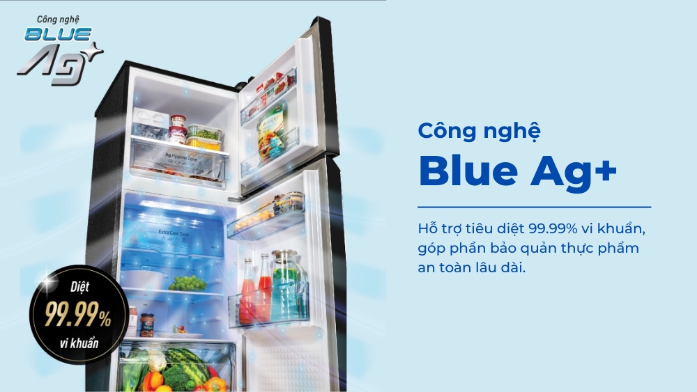 Công nghệ Blue Ag+ tiêu diệt vi khuẩn mạnh mẽ