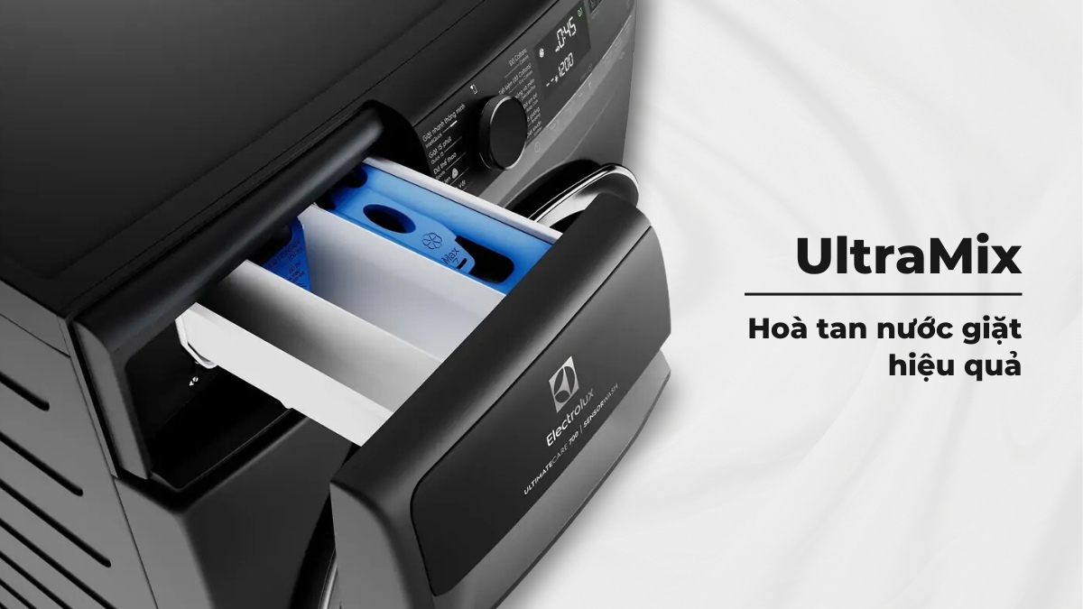 UltraMix hòa tan hiệu quả chất giặt tẩy trước khi cho vào lồng giặt