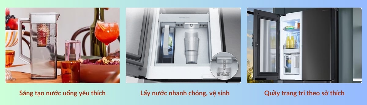 Quầy minibar Beverage Center™ nhiều tính năng nổi bật