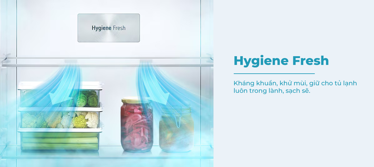 Bộ lọc 5 lớp Hygiene Fresh+™ hỗ trợ kháng khuẩn, khử mùi cho tủ lạnh