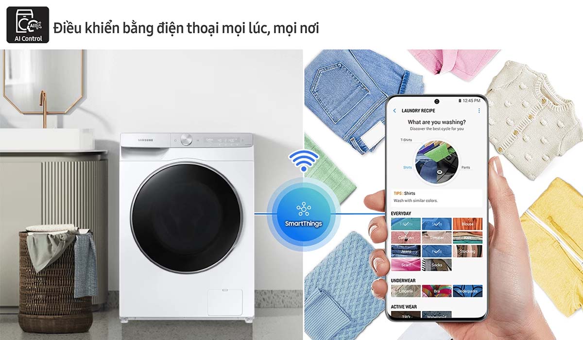 Điều khiển máy giặt bằng smartphone qua ứng dụng SmartThings