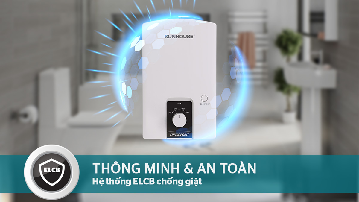 Hệ thống ELCB chống giật của Máy Nước Nóng Sunhouse SHA-9452OP