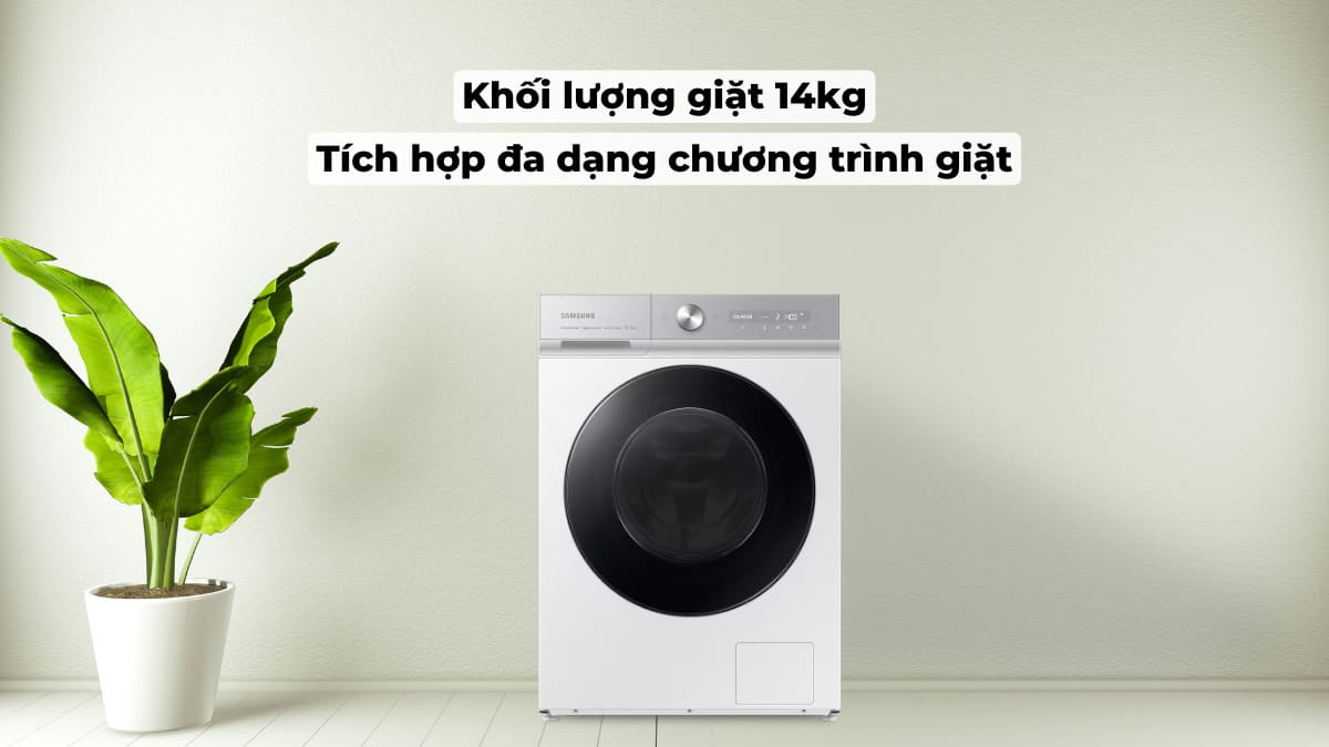 Máy sở hữu khối lượng giặt lớn, tích hợp đa dạng chương trình giặt