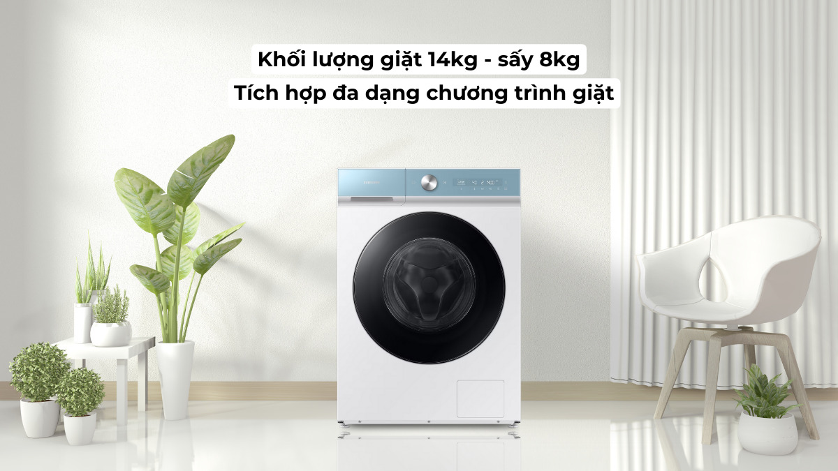 Máy có khối lượng giặt sấy lớn