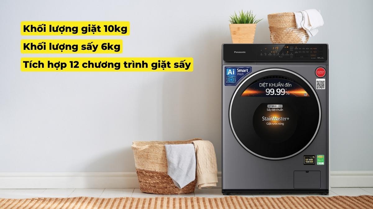 Máy có khối lượng giặt sấy lớn