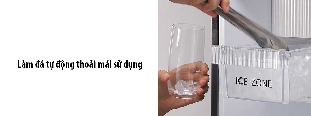 Làm đá tự động thoải mái sử dụng