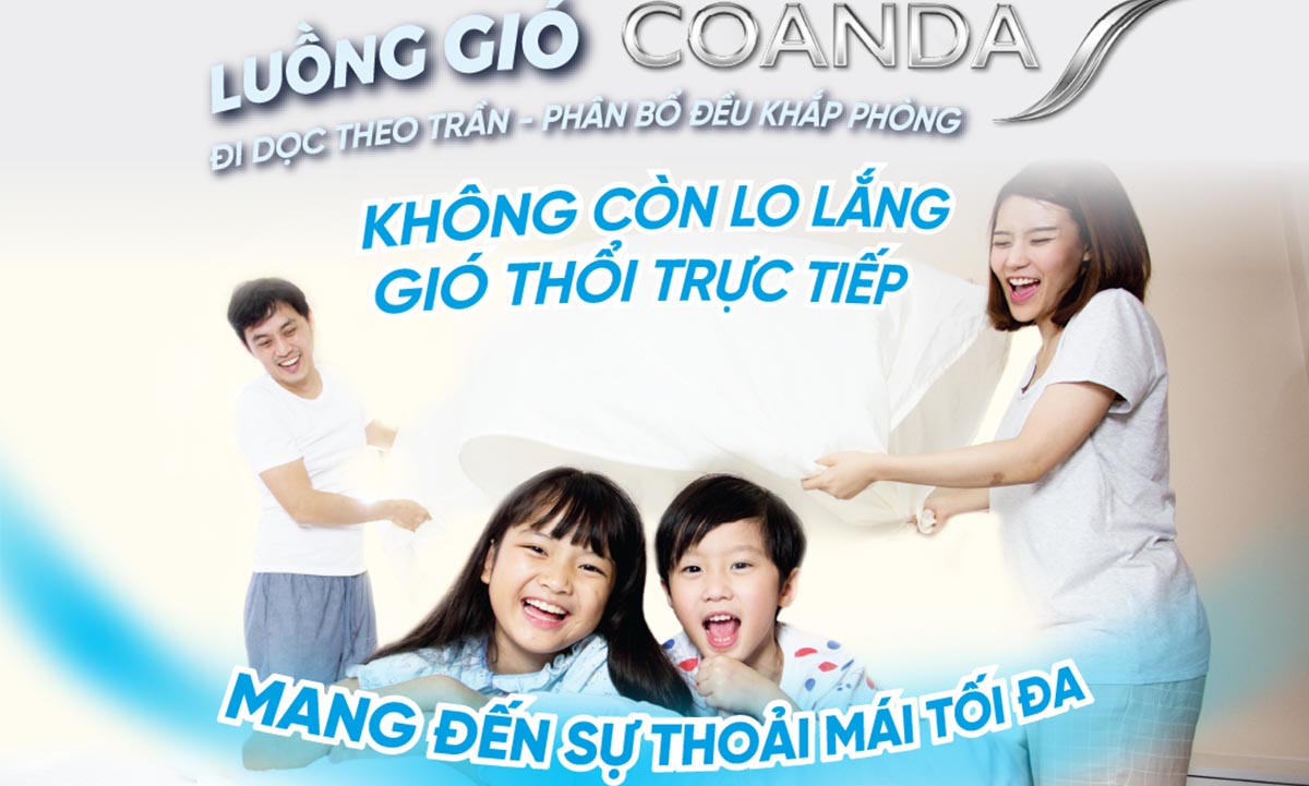 Luồng gió Coanda phân bổ không khí lạnh đều khắp phòng