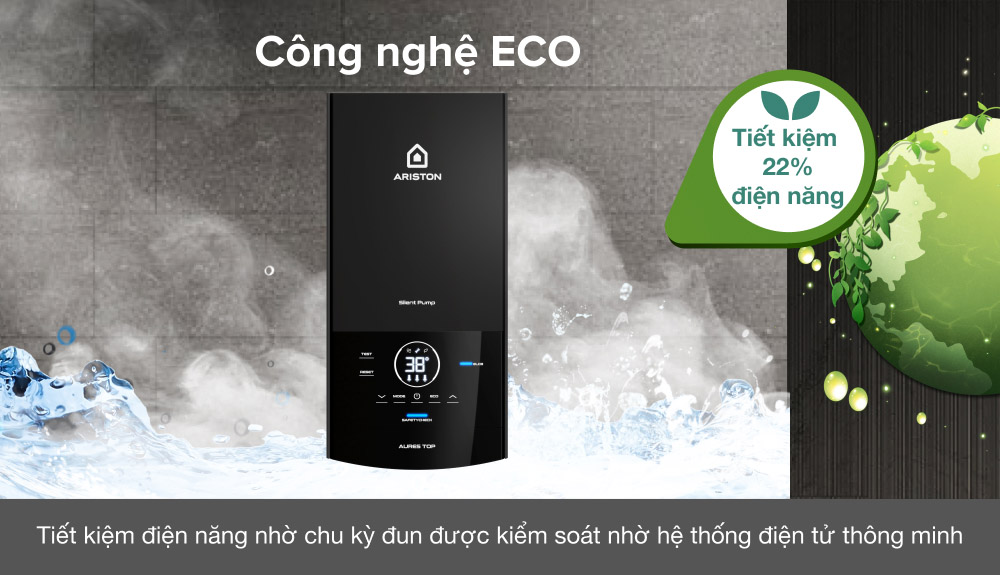 Máy Nước Nóng AURES TOP 4.5P sở hữu công nghệ ECO tiết kiệm điện