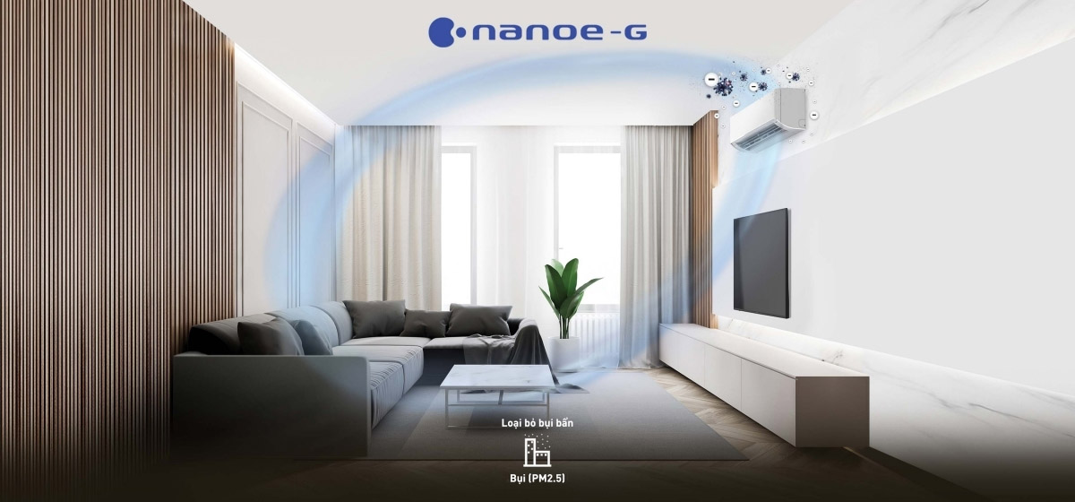 Nanoe-G lọc sạch không khí, loại bỏ 99% bụi mịn (PM2.5)