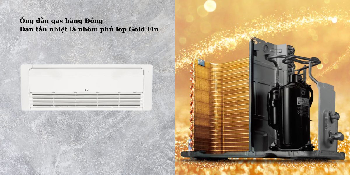 Ống dẫn gas bằng Đồng - Dàn tản nhiệt lá nhôm phủ lớp Gold Fin